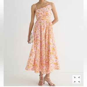 J.Crew Collection side-cutout midi dress in orange floral cotton poplin